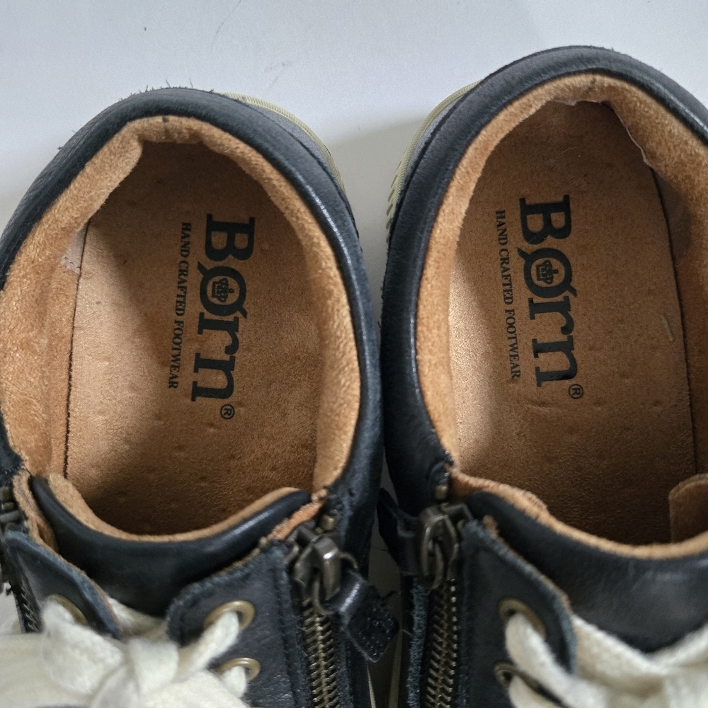 Born Black Leather Low-Top Sneakers with Cream Laces - Picture 4 of 9